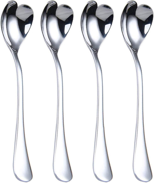 Heart Shaped Spoons Set of 4, 18/10 Stainless Steel Dessert and Ice Cream Spoons, 6.7 inches