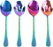 4 Pieces Colorful Serving Spoons Set, 2 Large Serving Spoons and 2 Slotted Spoons, Rainbow Stainless Steel Utensils
