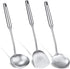 Patelai 3 Pcs Wok Utensils Set: 15in Spatula, Ladle, 304 Stainless Steel, All Metal for Cooking