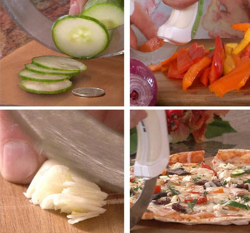 Chef Randall The Rock Chop and Rolling Knife with Extra Blade, Green, Gliding Bearing Control
