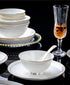 Ceramic Soup Bowls - Set of 5, 10 Ounce Gold Rim Small Bowls, Premium Bone China for Ice Cream, Rice, Dessert