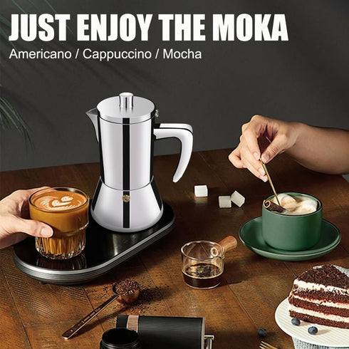 12 304 600ml 20oz Cup Thickened Stainless Steel Moka Pot Stovetop Espresso Maker Cafeteras Italian Percolator Espress