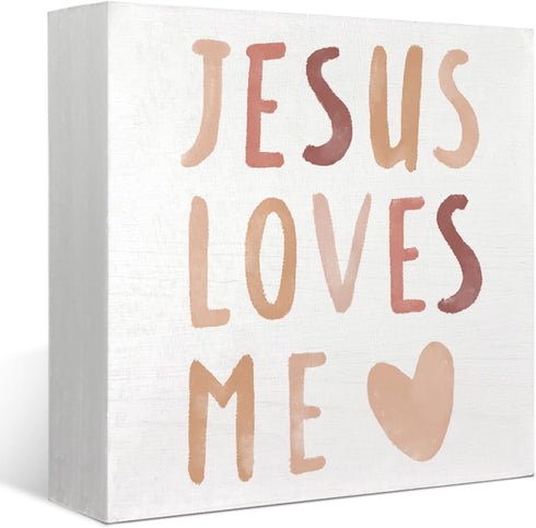 Baby Girls Nursery Decor - Jesus Loves Me Christian Gifts Wood Sign