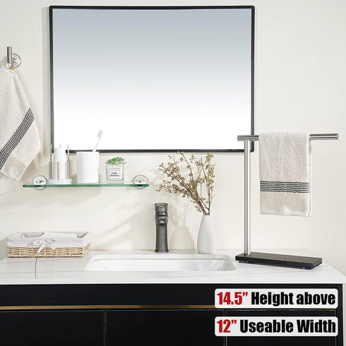 JQK Hand Towel Holder Stand, Brushed Stainless Steel Free Standing Rack with 12 Inch Bar