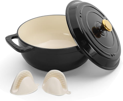 Bonnlo Round Dutch Oven, Enameled Cast Iron Dutch Oven Pot with Lid &