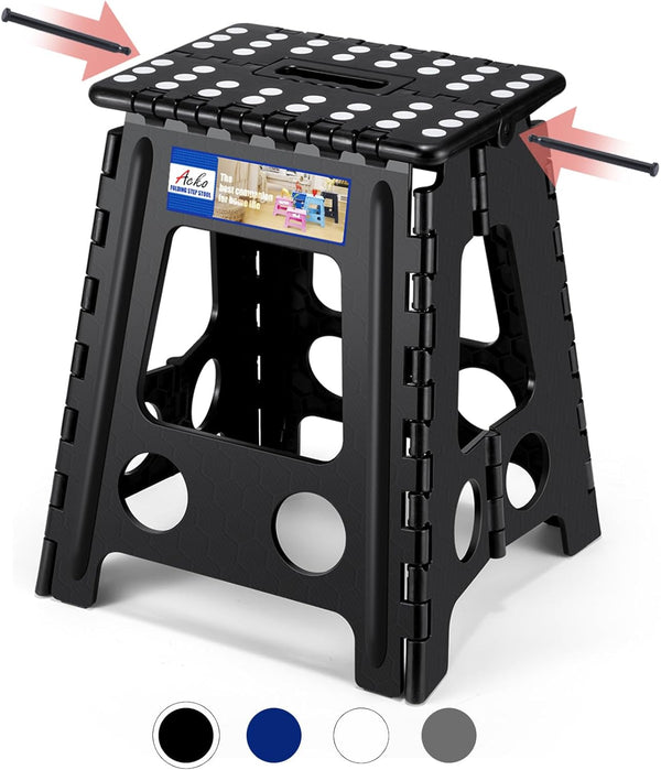 ACKO Folding Step Stool Foldable 16 Inch 400 lbs Capacity, Plastic Stools