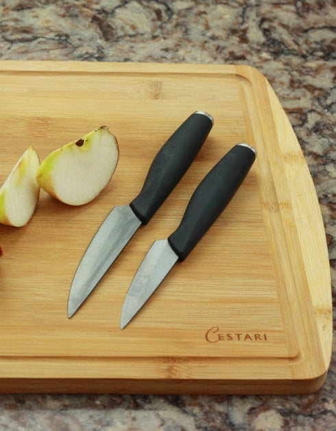 Cestari Charcuterie Board Accessories - 3 Inch Ceramic Paring Knife with Sheath, Black Mirror Finish Blade