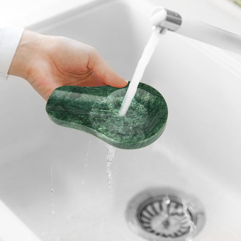 Marble Spoon Rest for Kitchen Countertop, Perfect for Spatula, Ladle, Fork (1, Blackish Green)