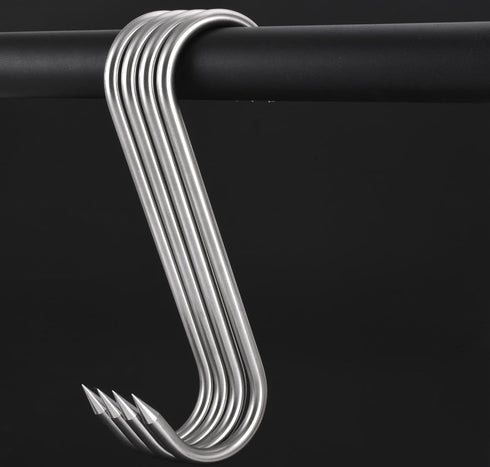 10 Inch Meat Hook, Heavy Duty 10mm S-Hooks Stainless Steel Meat Processing Butcher Hooks