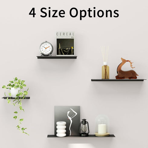2 Pack 12" MKO Floating Shelves for Wall, Metal Wall Mounted Shelf for Bathroom, Bedroom, Living Room, Kitchen, Little
