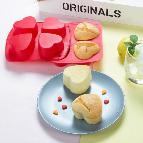Webake Silicone Heart Mold, Heart Shaped Small Cake Pans for Baking, Jelly, Pudding, Jello, Soap, 2 Pack