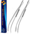 JETKONG 2 Pcs 12'' Curved Kitchen Tweezers: Stainless Steel Professional Chef Tongs for Cooking, BBQ (Silver)