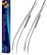 JETKONG 2 Pcs 12'' Curved Kitchen Tweezers: Stainless Steel Professional Chef Tongs for Cooking, BBQ (Silver)