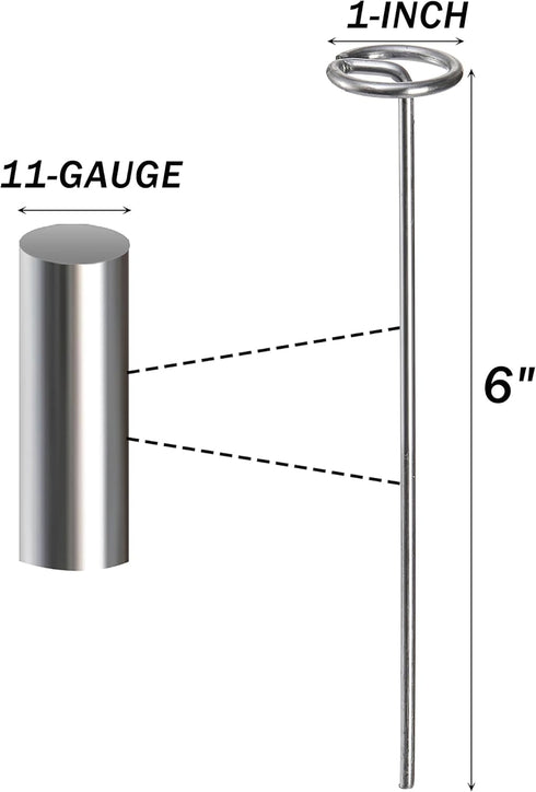 Yesland 100 Pack 6-Inch Circle Top Pins, 11 Gauge Anti-Rust Galvanized Steel Landscape Staples Pins Silver Garden Stakes G-shaped SOD Staples for Ground Landscape Fabrics, Dog Fences and PVC Pipes