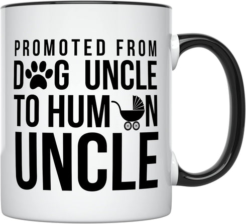 YouNique Designs Promoted To Uncle Mug, 11 Ounces - Uncle Pregnancy Announcement Gift for Best Brothers