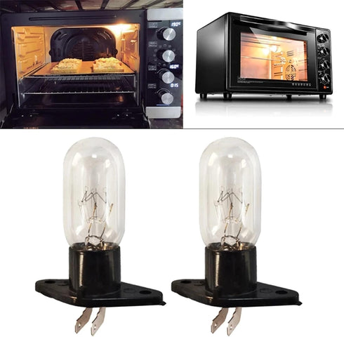 Small Microwave Oven LED Bulbs with 2-Pin Base, 230V 20W High Temp Appliance Lighting Bulb Parts for Old Microwave