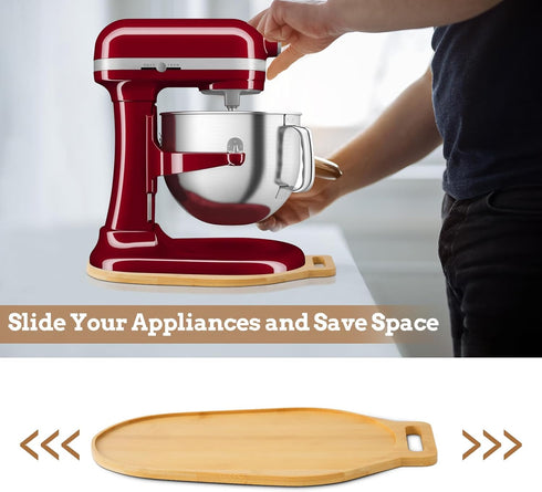 Bamboo Sliding Mat for Kitchenaid Mixer, Mixer Mover Slider Mat Pad Compatible with Kitchenaid Bowl Lift 5-8 Qt Stand Mixer,Kitchen Appliance Slider Mat, Kitchen Aid Mixer Accessories,with Handle by Ericair
