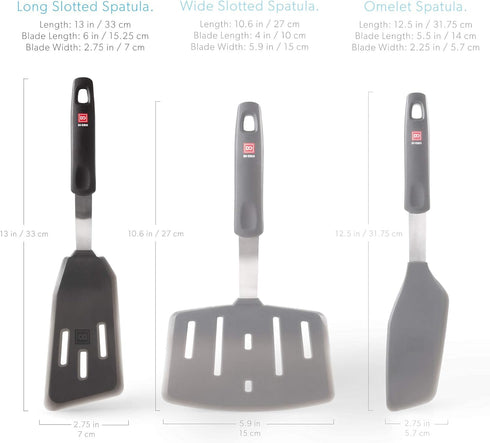 DI ORO Silicone Fish Spatula - Nonstick Cookware, 600°F Heat-Resistant, BPA Free, Slotted Thin Egg Flipper (Black)