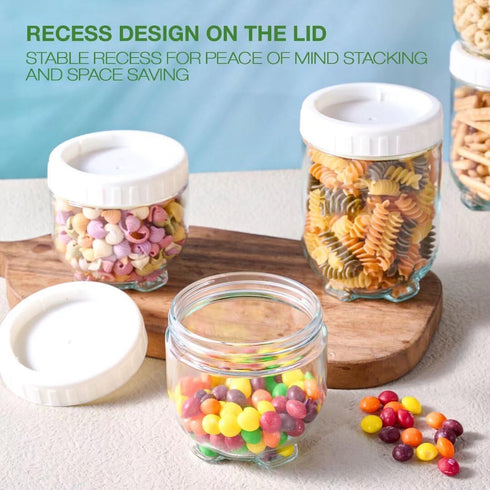 20oz 6Pack 6Pack) Hoa Kinh Glass Overnight Oats Jars with Lids, Leak Proof Small Stackable Jars Kitchen Canisters