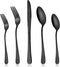 LIANYU Black Silverware Flatware Set for 2, 10-Piece Stainless Steel Cutlery Set, Mirror Finished, Dishwasher Safe