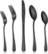 LIANYU Black Silverware Flatware Set for 2, 10-Piece Stainless Steel Cutlery Set, Mirror Finished, Dishwasher Safe