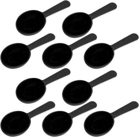 Framendino 10 Pack Plastic Coffee Measuring Spoons, Short Handle Scoops for Tea, Sugar, Cereal, Black