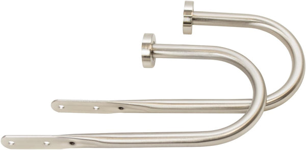 Meriville Decorative Satin Nickel End Cap Window Curtain Holdbacks Set of 2 for Draperies, 9" Wide