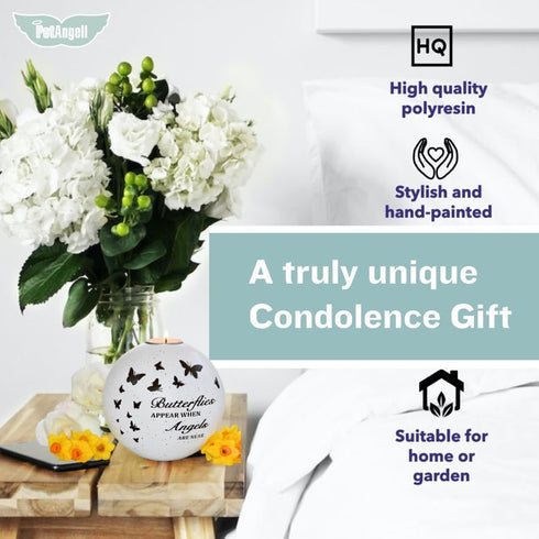 Butterfly Memorial Candle Holder - 5 x 5 Inch Sympathy Gift for Grief, Loss of Loved One, Remembrance