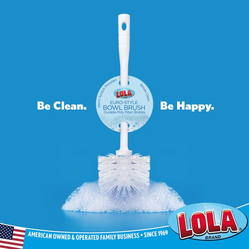 2 Pack, LOLA Classic Toilet Brush, Durable Fiber Stiff Bristles, Compact Size, Non-Scratch, Long-Lasting