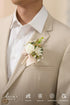 Ling's Moment 6pcs Boutonniere for Men, Artificial Flowers for Wedding Decor, White Baby Breath Ivory