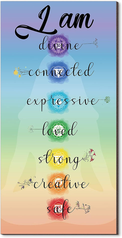Blulu Chakra Quotes Sign, Buddha Wall Decor, Yoga Zen Wall Art, Wooden Spiritual Decor for Meditation Room