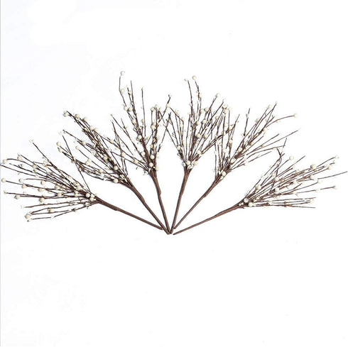 6PCS JINGHONG Artificial Pip Berry Stems,Cream Berries Stems White Berry Picks for Winter Christmas Holiday and Home
