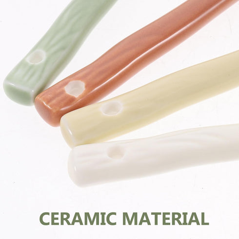 4pcs Ceramic Soup Spoons, Japanese Ramen Soup Spoons, Retro Korean Style Tablespoon for Wonton Dumpling