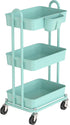 Simple Houseware 3-Tier Multifunctional Rolling Utility Cart with Hanging Bucket, Turquoise
