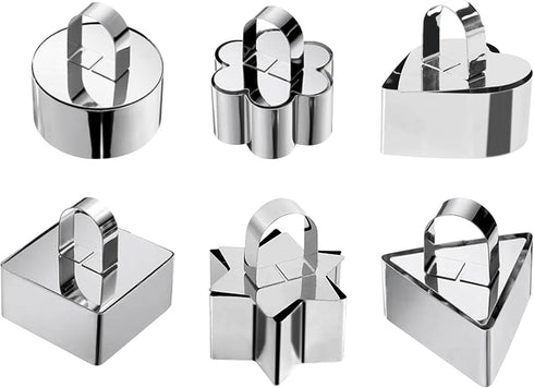 Cake Rings Stainless Steel Cooking Rings, Dessert Mousse Mold with Pusher for Making 6PCS Desserts