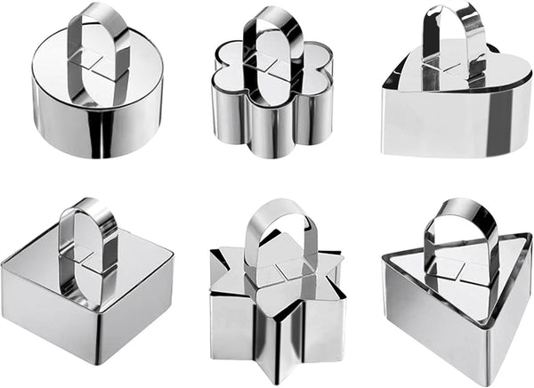 Cake Rings Stainless Steel Cooking Rings, Dessert Mousse Mold with Pusher for Making 6PCS Desserts