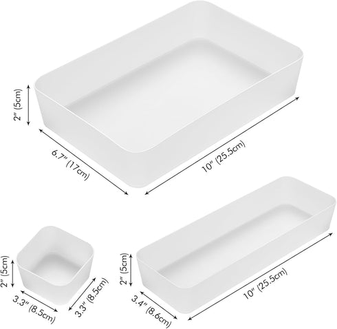 Poeland 20 Pcs Drawer Organizer Tray: Storage Box for Bedroom Dresser, Bathroom, Kitchen (Frosted)