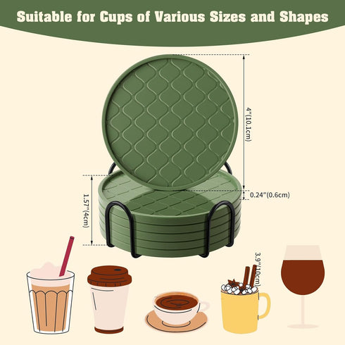 TLitdr Set 6,Hot 6pcs) Coasters of or Cold Drink Coasters with Holder,Modern Style Coffee Table Coaster,Suitable