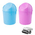 2 Pcs Plastic Mini Wastebasket Trash Can, Swing Lid with 120 Trash Bags for Home, Office, Blue + Purple