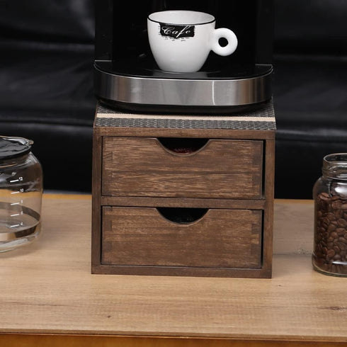 Drawer Organizer Coffee Pod Holder, Kitchen Cutlery Storage Accessories, K-Cup Drawers with Detachable Wooden Partition