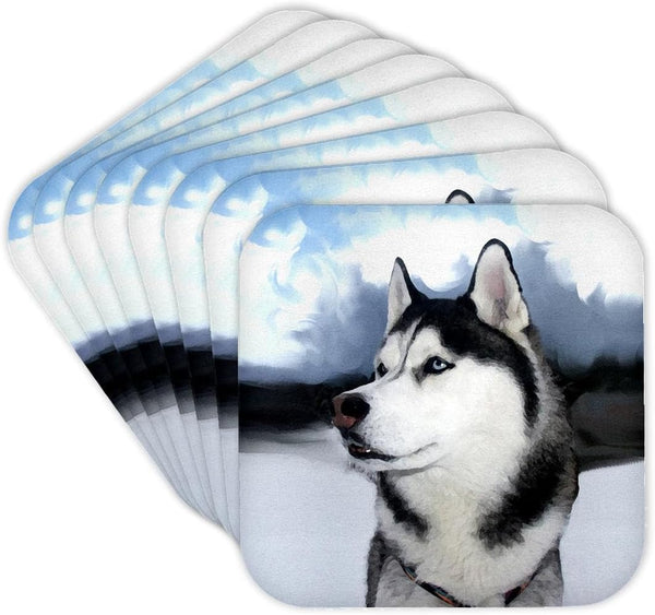 3dRose CST_4438_2 Siberian Husky Soft Coasters, Set of 8