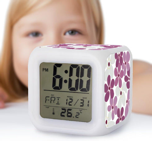 ZonleeApex 7 (3.15x3.15x3.15 inch) Daisy Alarm Clock for Girls, Daisy-Themed Kids Alarms, Digital Desk Clock, Battery