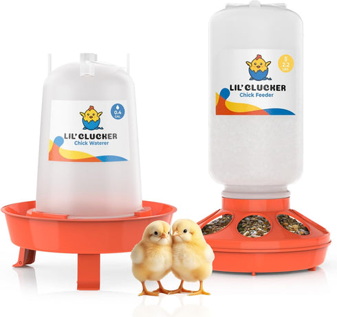 Lil'Clucker 1L Chick Feeder, 1.5L Chicken Waterer - No Leakage Chick Feeder