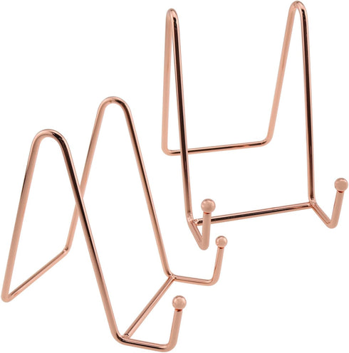 Plate Stands for Display, 2PCS 4.5 Inch Rose Gold Metal Frame Holder for Decorative Plates, Books, and Photos