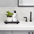 Black Bathroom Counter Organizer - Wooden Display Pedestal Stand for Kitchen Sink Accessories and Vanity Tray