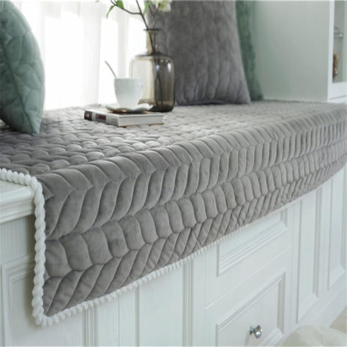 JeogYong Thick Plush Bay Window Mat, Non-Slip Crystal Velvet Cushion Pad for Indoor Tatami Sofa Decor, Modern Windowsill