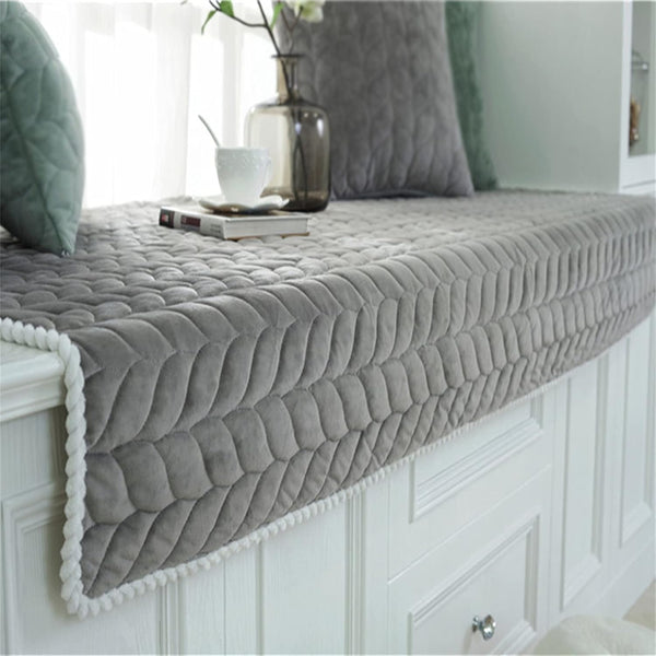 JeogYong Thick Plush Bay Window Mat, Non-Slip Crystal Velvet Cushion Pad for Indoor Tatami Sofa Decor, Modern Windowsill
