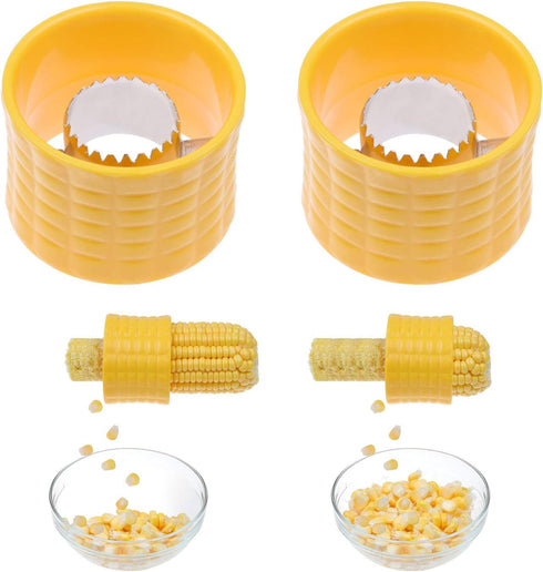 Corn Stripping Tool, Set of 2 - Easiest Way to Remove Kernels from Fresh Corn with Stainless Steel Blades
