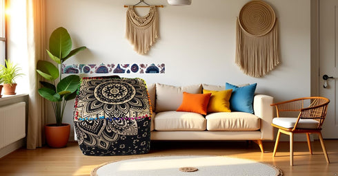 16X16X14 inches, CRAFT KALA Mandala Meditation Floor Pillows Cover Square Pillow Seating Hippie Decorative Adults