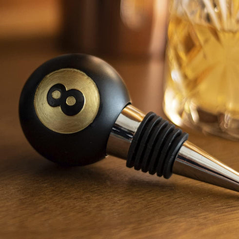 Iron & Glory 8-Ball Wine Stopper, Decorative Reusable Bottle Stopper for Wine, Champagne, Luxury Wine Gifts